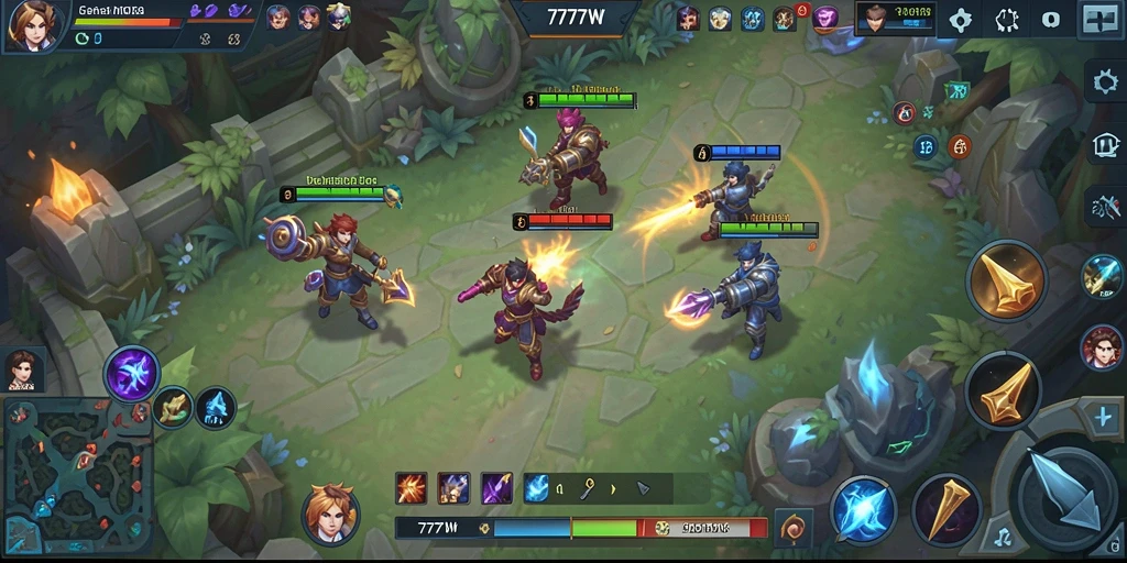 Gameplay seru di 7777W dengan tim berstrategi.