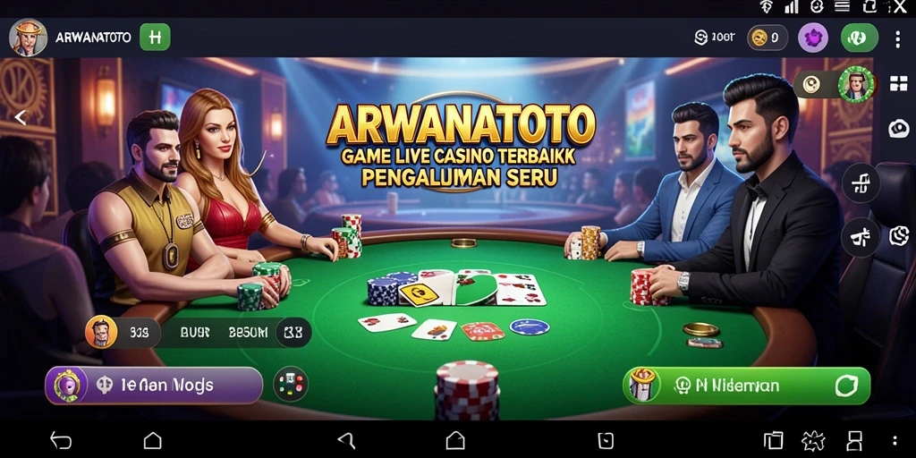 Tampilan gameplay ARWANATOTO dengan dealer profesional di Live Casino.