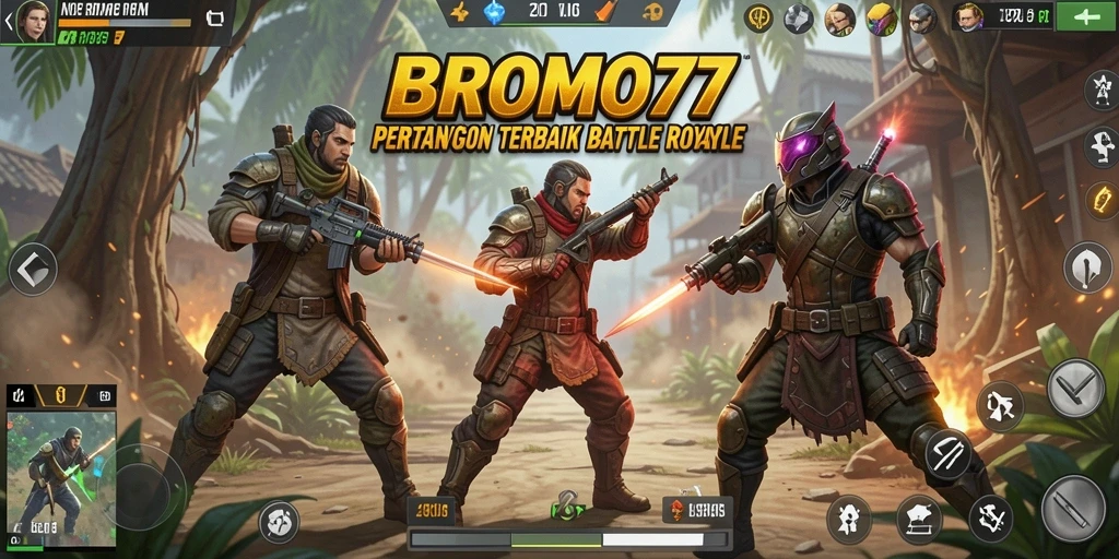 Screenshot gameplay BROMO77 yang menampilkan aksi seru dalam pertarungan Battle Royale.