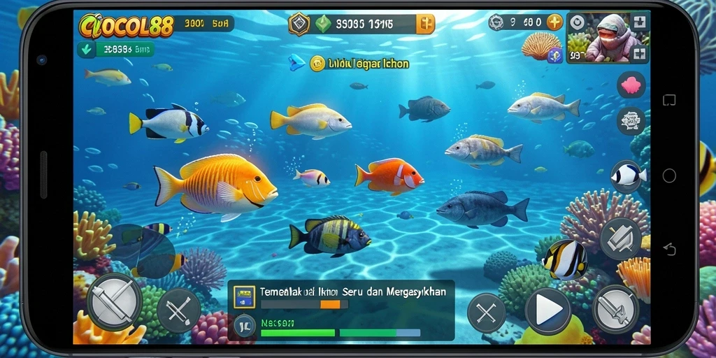 Tangkapan layar gameplay penuh aksi COCOL88 Tembak Ikan.
