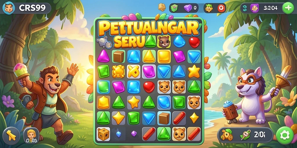 Tampilan gameplay Match-3 yang menarik dalam CRS99.