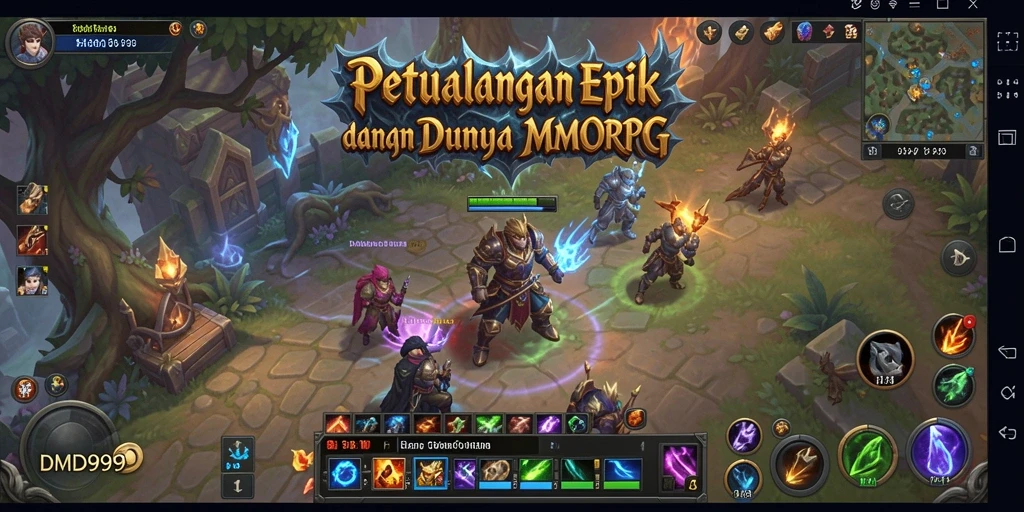 Tangkapan layar DMD999 menampilkan aksi seru dalam pertarungan MMORPG.