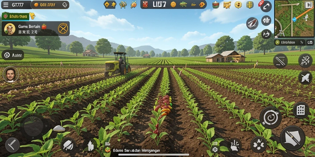 Screenshot gameplay <strong>GT777</strong> yang menggambarkan keseruan bertani.