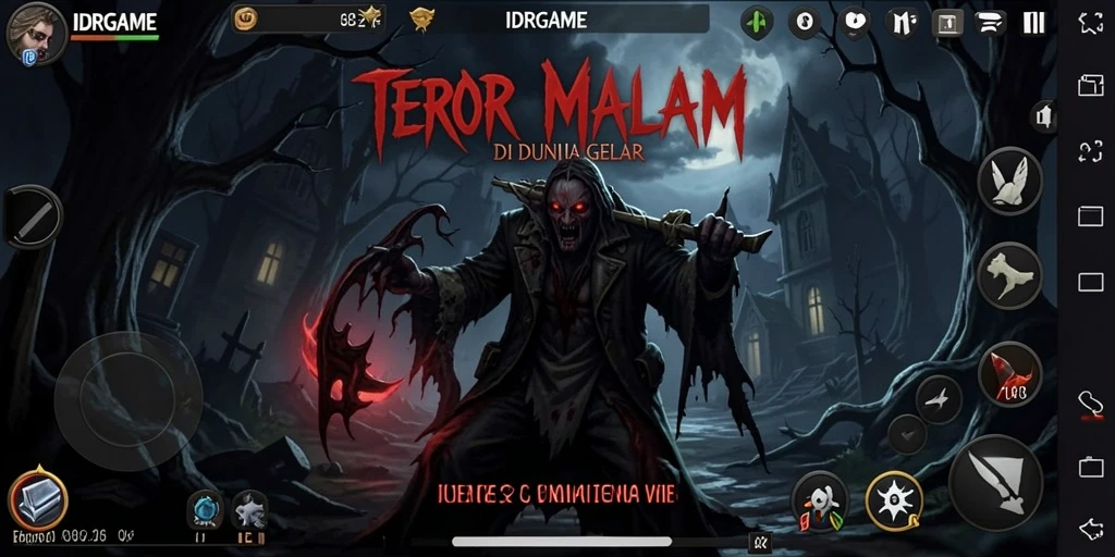 Screenshot gameplay menakutkan dari IDRGAME dengan suasana gelap.