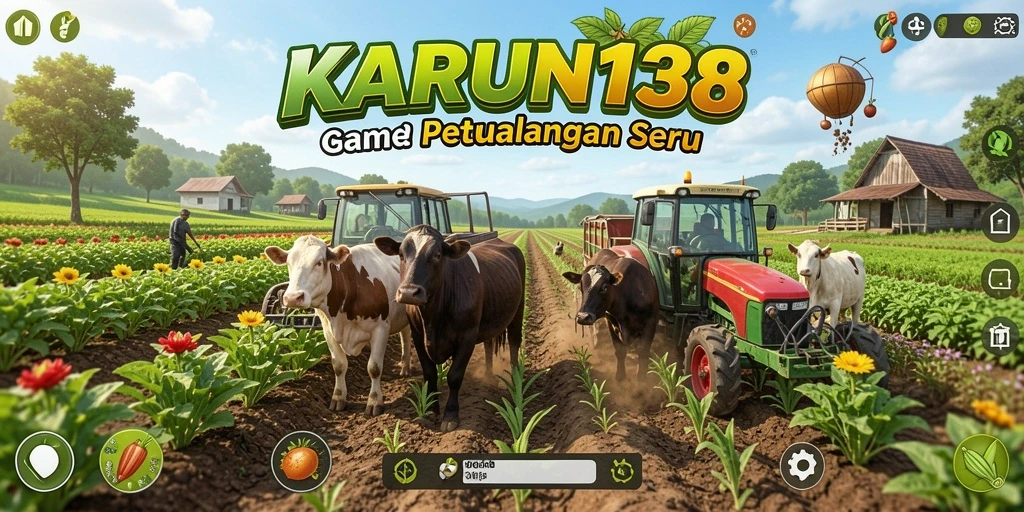 Screenshot utama KARUN138 menampilkan aksi bermain pertanian yang seru dan interaktif.