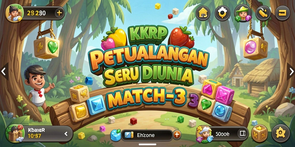 Screenshot KKRP menampilkan gameplay seru mencocokkan item Match-3.