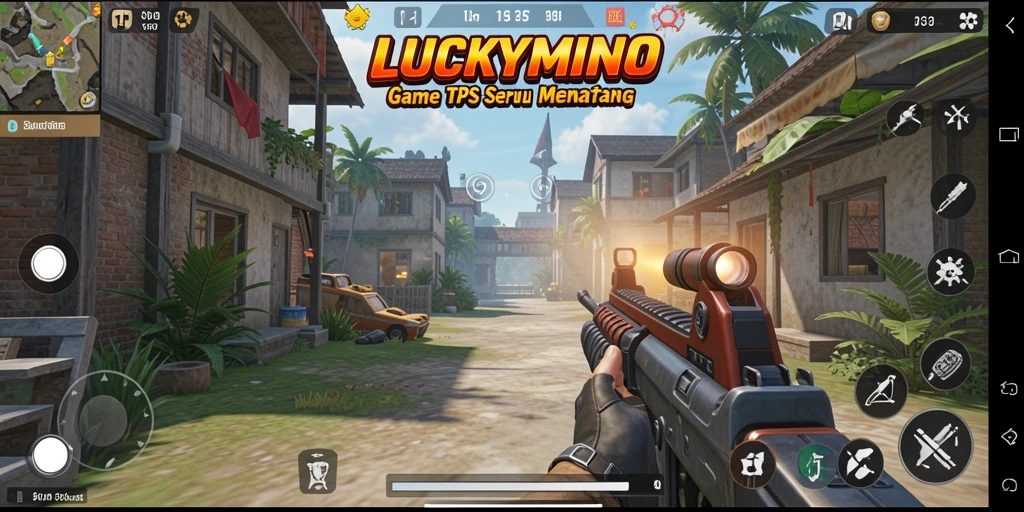 Tampilan gameplay TPS yang mendebarkan di LUCKYMINO.