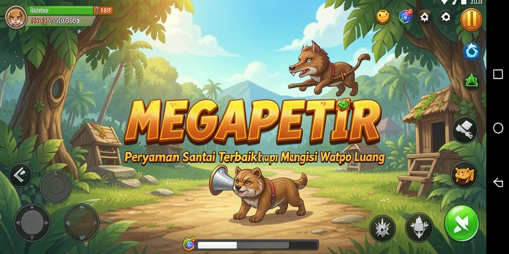 Screenshot gameplay MEGAPETIR yang menarik dan penuh warna.