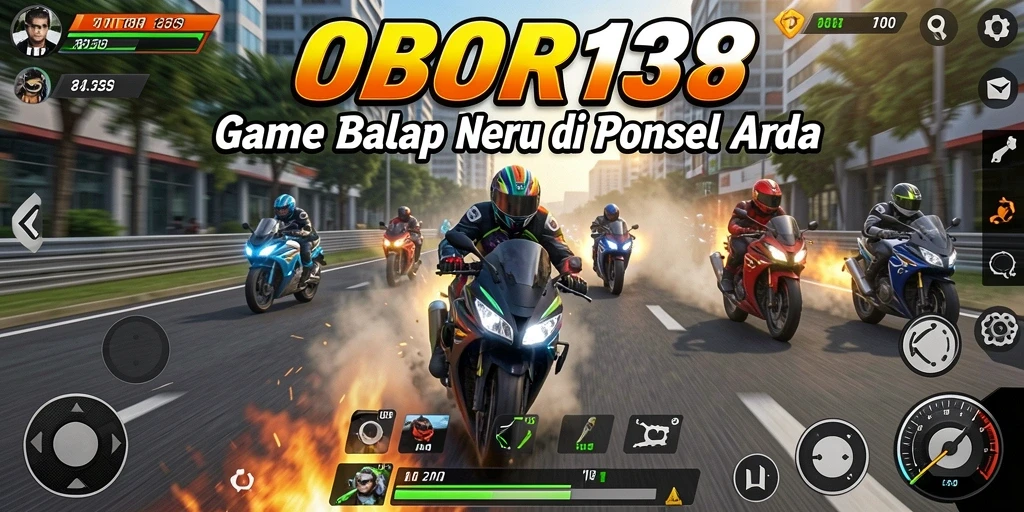 Tampilan gameplay menegangkan dari balapan motor OBOR138.