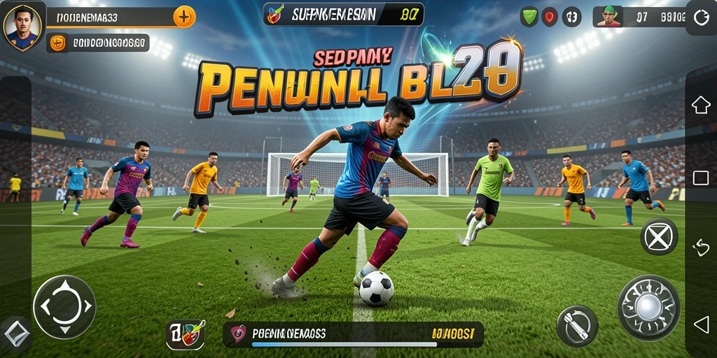 Tampilan gameplay menarik dari POHONEMAS33 dengan aksi sepak bola yang mendebarkan.