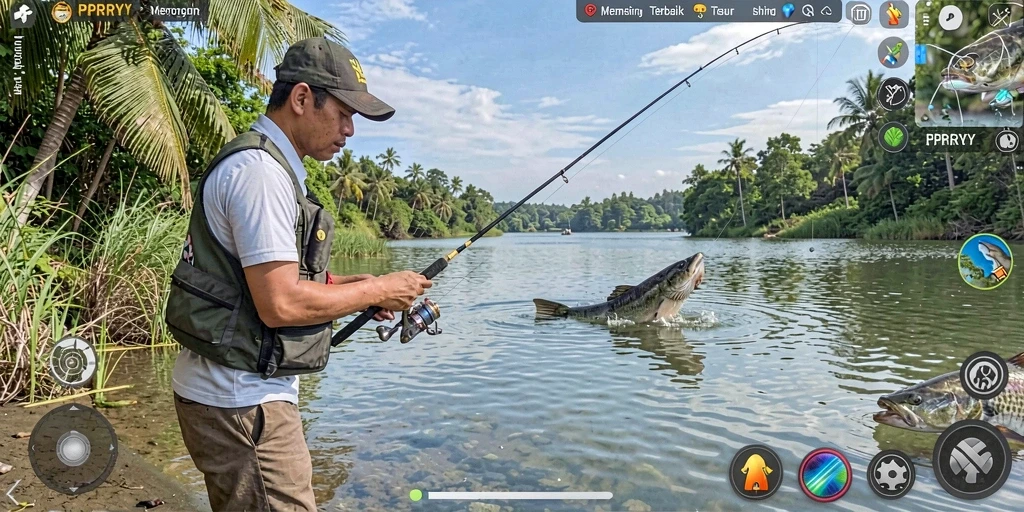 Gameplay mendebarkan saat menangkap ikan di PPRRYY.