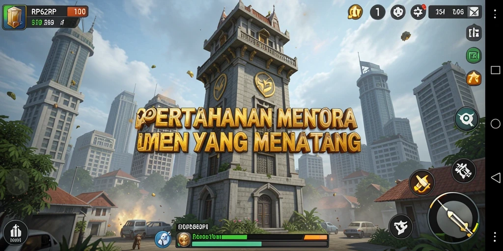 Tampilan menara strategis dan serangan musuh dalam RP62RP.