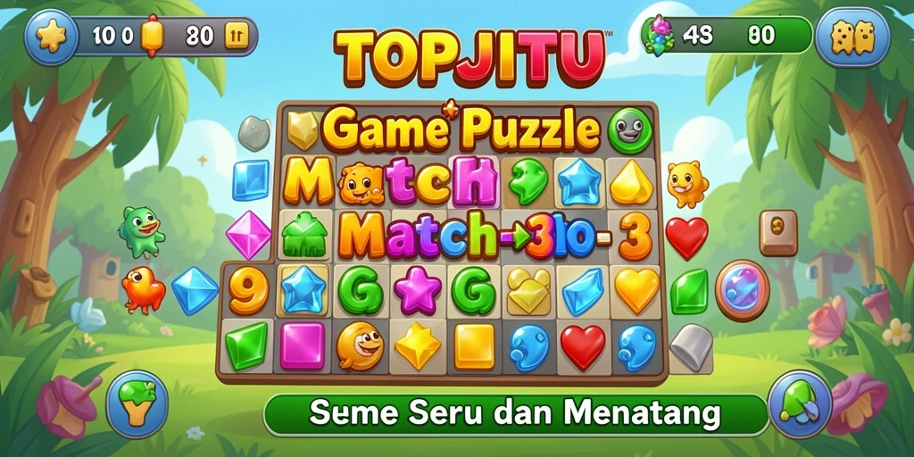 Tampilan seru gameplay Match-3 di TOPJITU dengan berbagai tantangan.