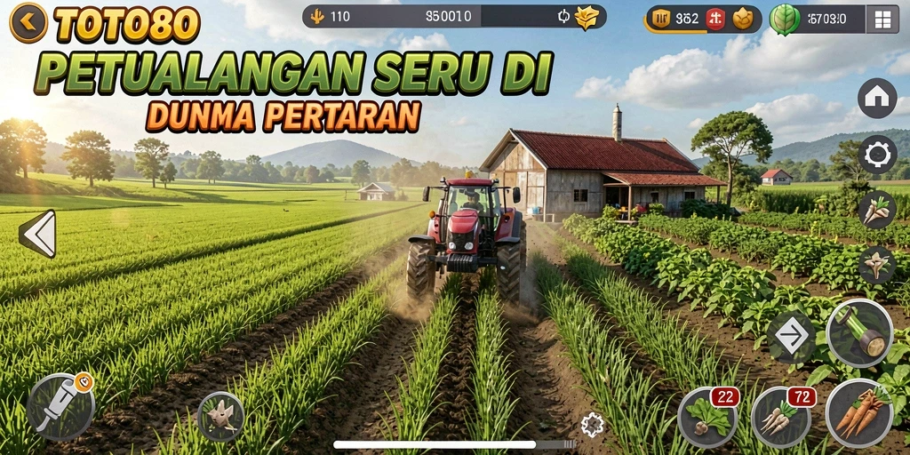 Tampilan gameplay seru di TOTO80 dengan elemen pertanian.