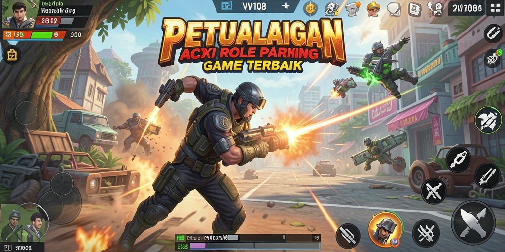 Screenshot gameplay VW108 menampilkan pertempuran seru di dunia fantasi.